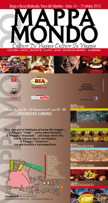 Mappamondo: locandina dell'evento Mappamondo: culture in viaggio, culture di viaggio. Locandina con il programma dell'evento.